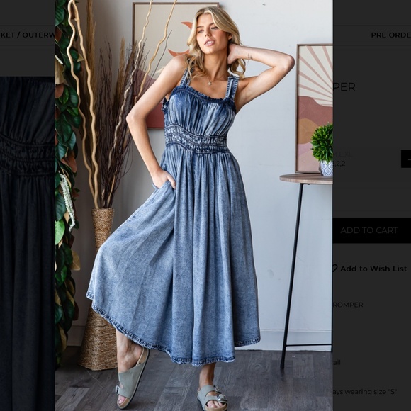 Oli & Hali Washed Blue Wide Leg Jumpsuit - Picture 6 of 9